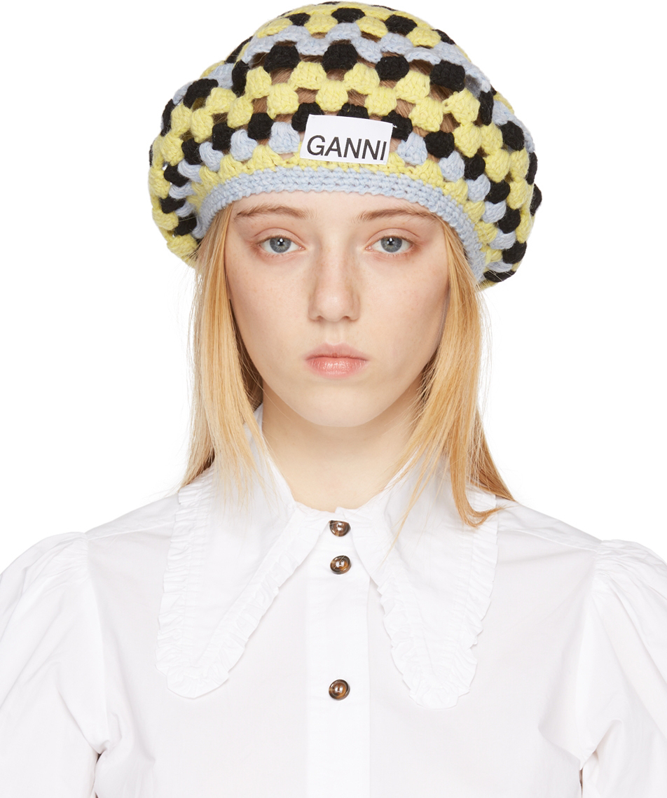 ganni crochet beret