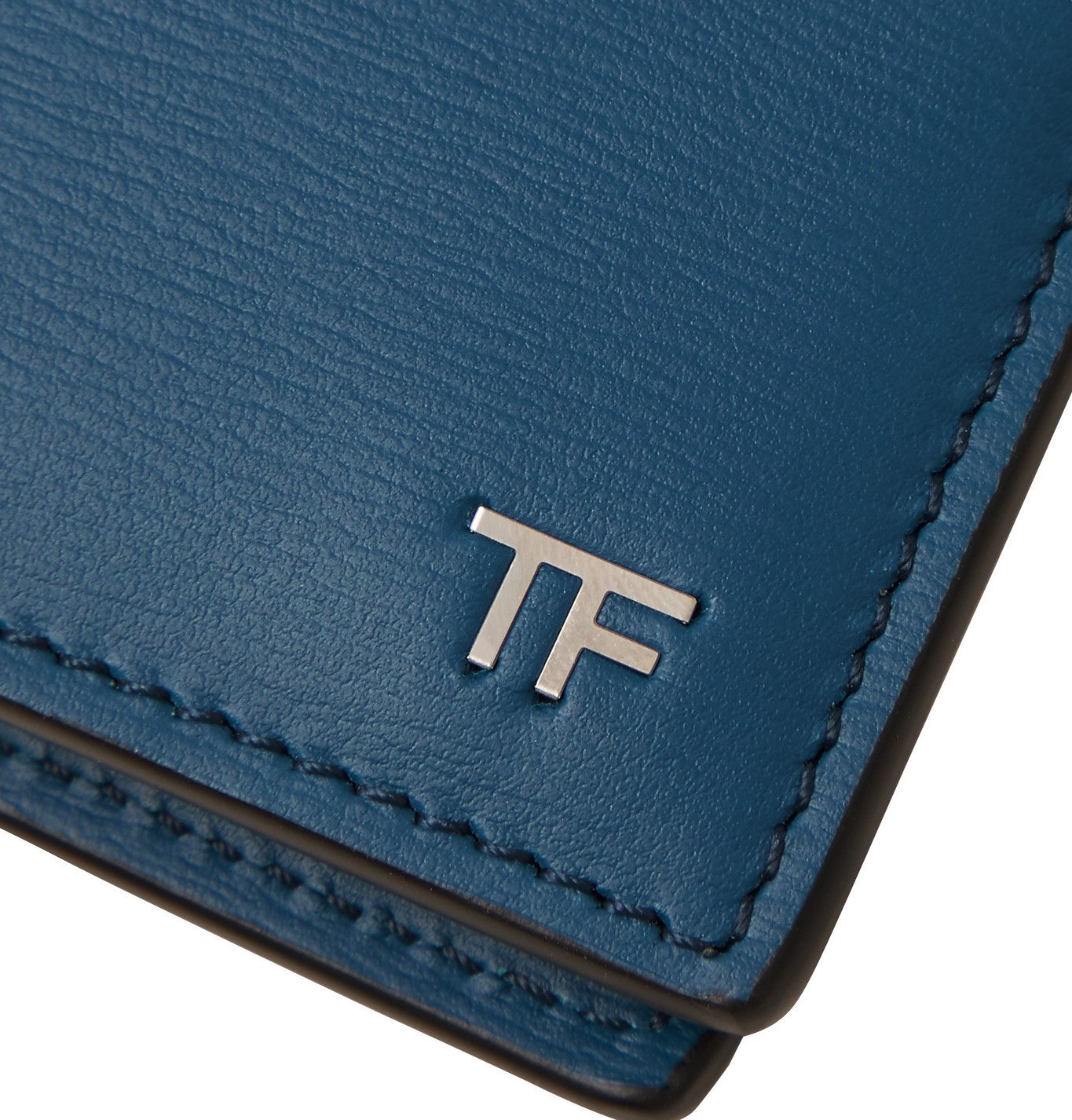 TOM FORD - Logo-Appliquéd Textured-Leather Billfold Wallet - Blue TOM FORD