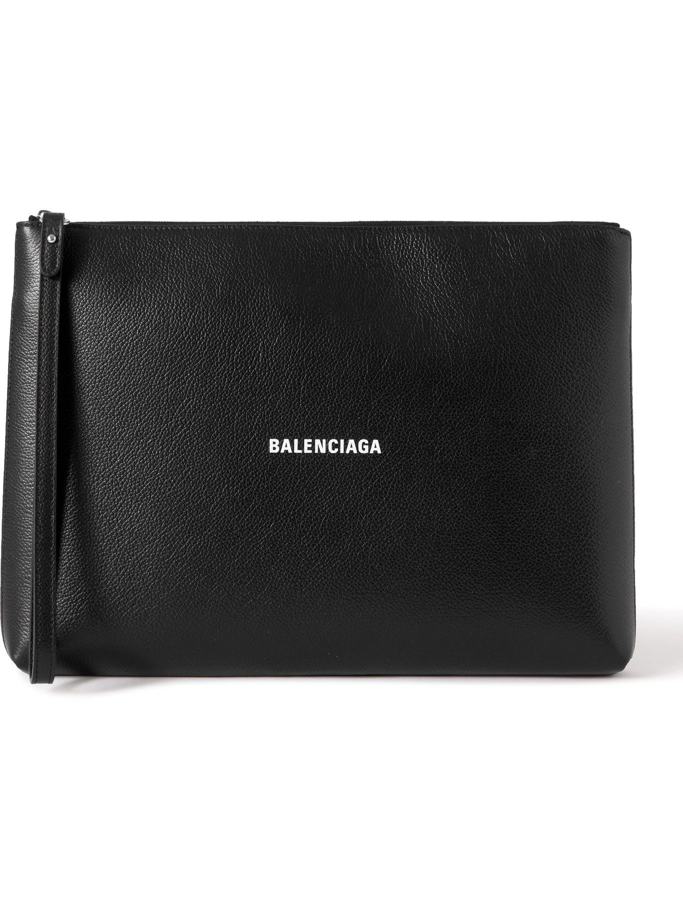 Balenciaga - Logo-Print Full-Grain Leather Pouch Balenciaga