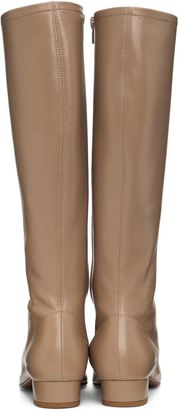 BY FAR Beige Leather Edie Boots By Far