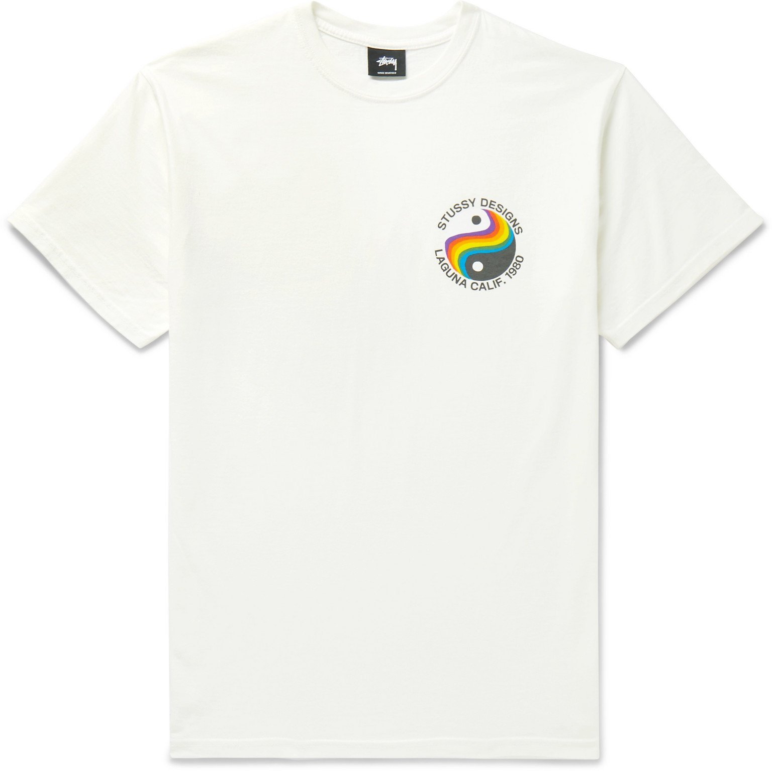 Stüssy - Laguna 80 Printed Pigment-Dyed Cotton-Jersey T-Shirt - White ...