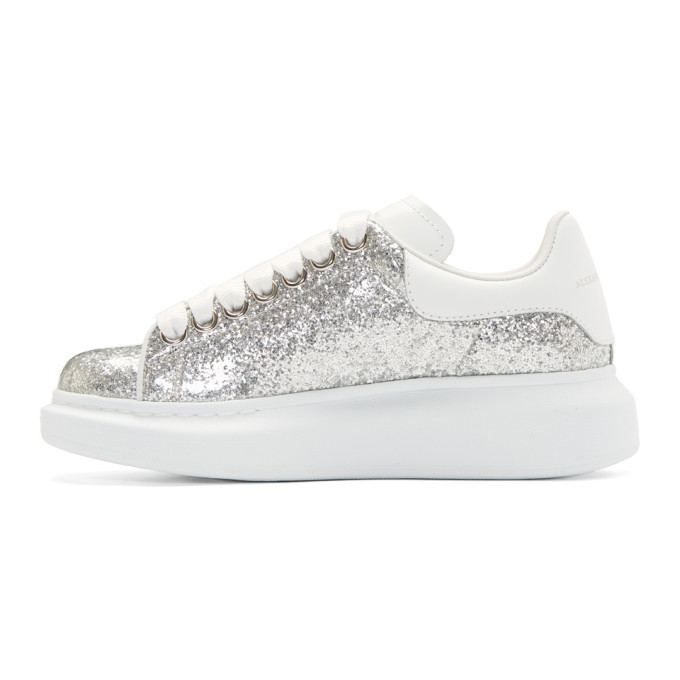 alexander mcqueen white & silver glitter oversized sneakers