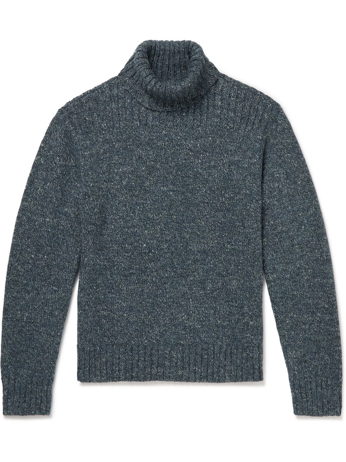 RRL - Wool, Cotton and Linen-Blend Rollneck Sweater - Blue RRL