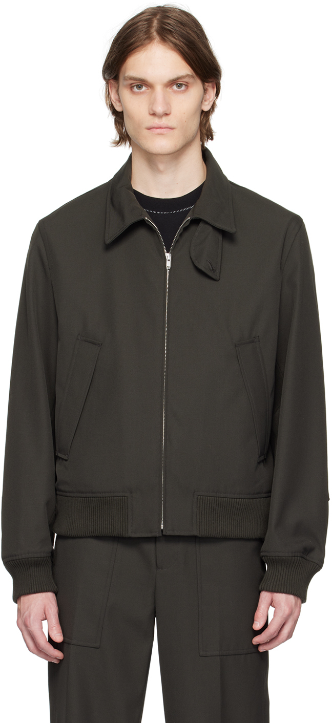 Helmut Lang Khaki Spread Collar Bomber Jacket Helmut Lang