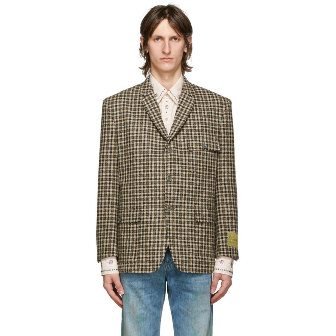 Photo: Gucci Brown and Grey Vintage Classic Check Blazer