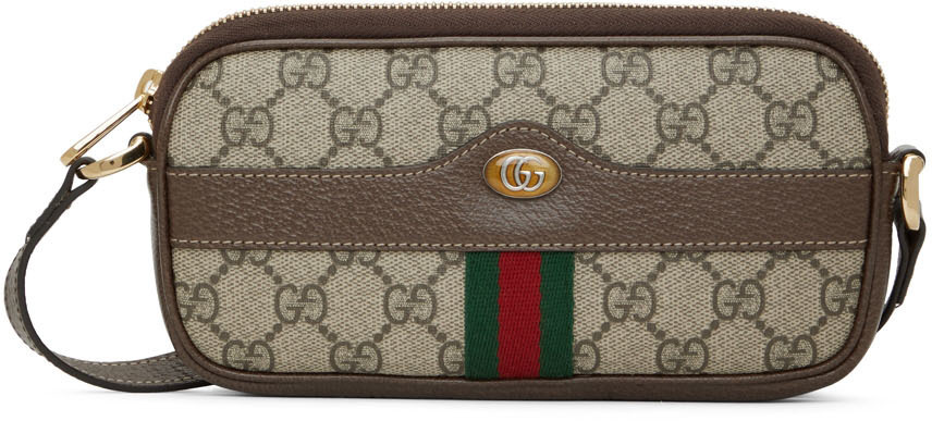 Gucci Brown & Beige GG Supreme Mini Ophidia Bag Gucci