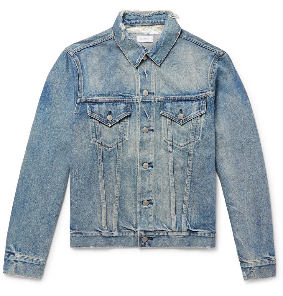 light blue distressed denim jacket mens