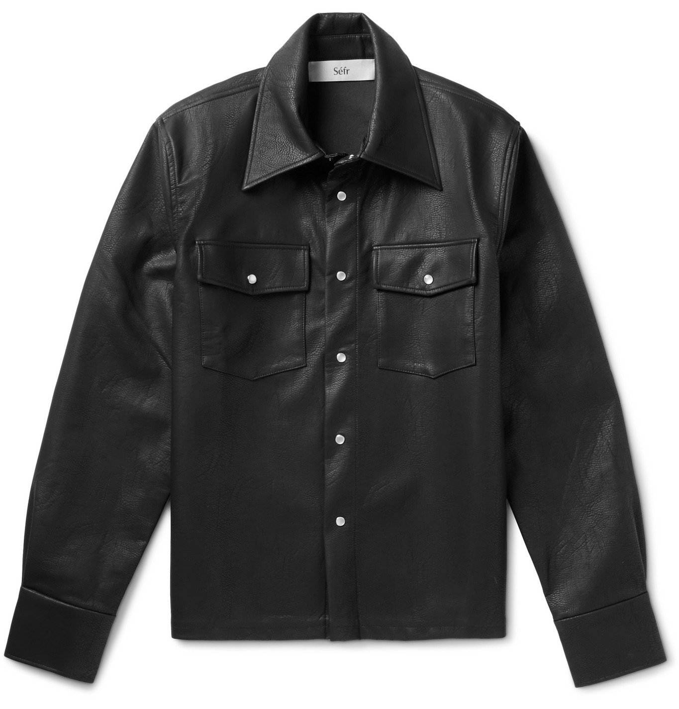 Matsy Faux Leather Shirt Jacket - Black 