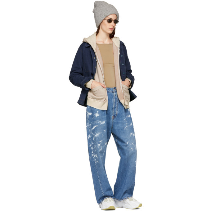 Acne Studios Blue Oversized Paint Jeans Acne Studios