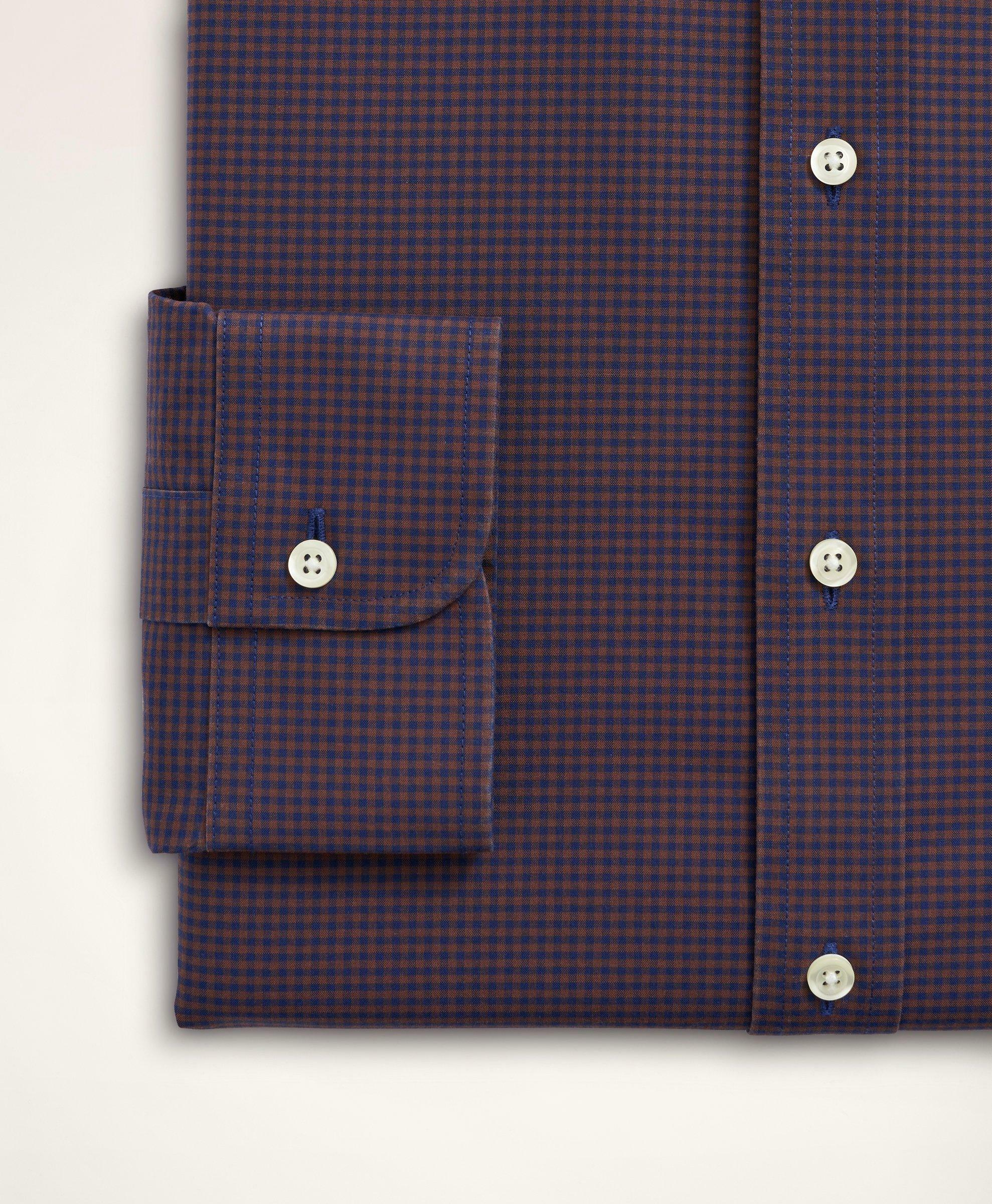 Brooks Brothers Men's Stretch Regent Regular-Fit Dress Shirt, Non-Iron Poplin English Spread Collar Gingham | Purple