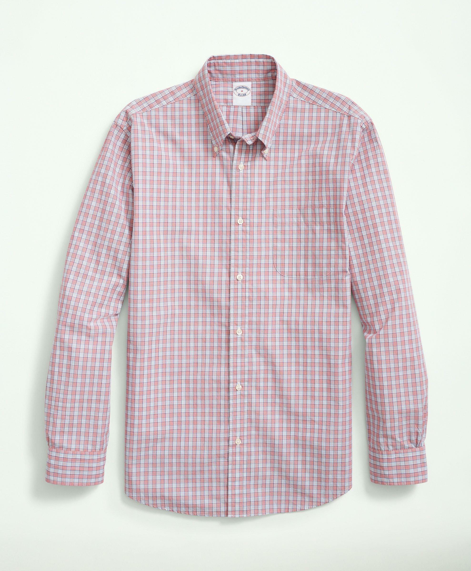 Brooks Brothers Men's Friday Shirt, Poplin Checked | Red