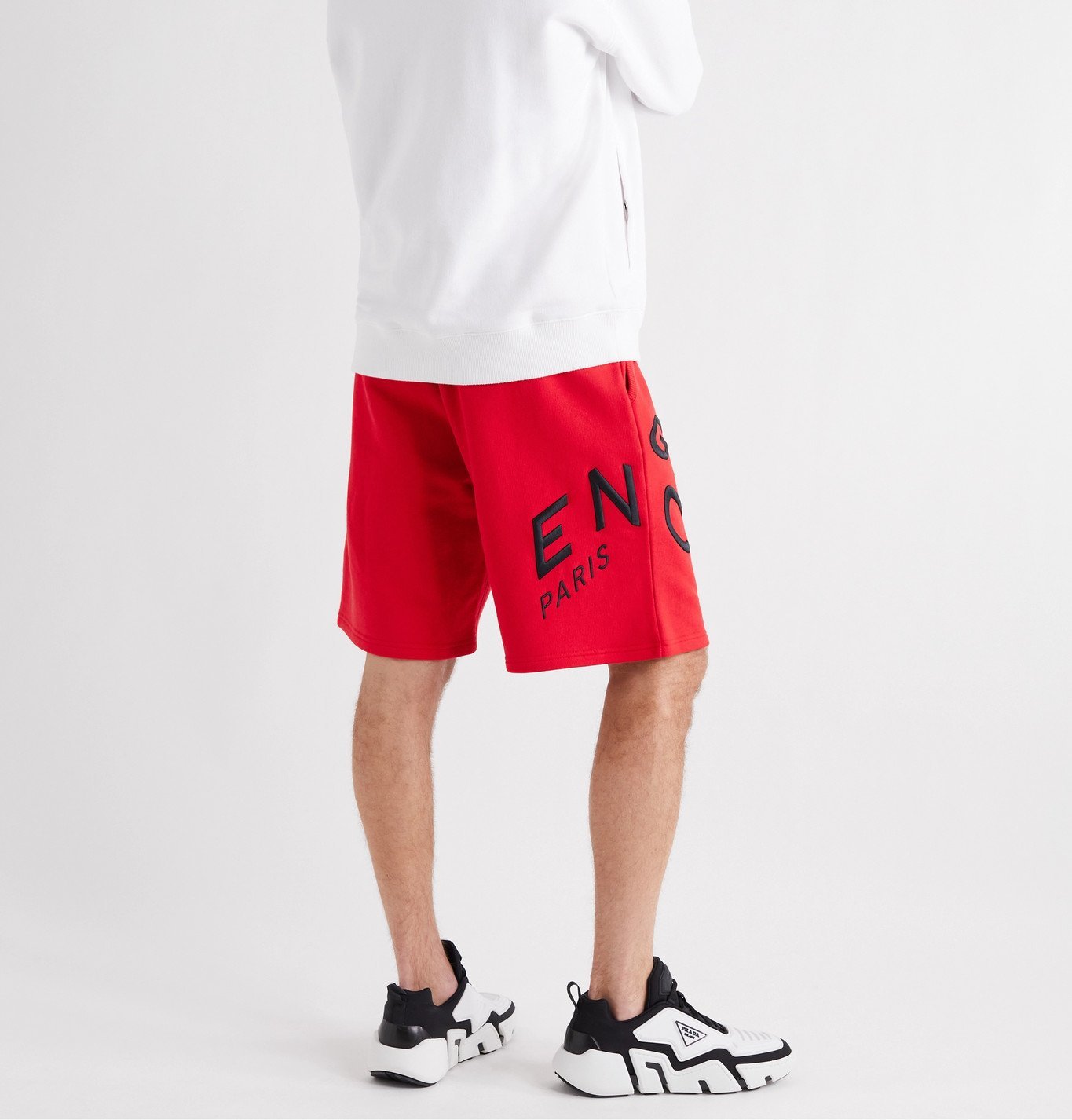 GIVENCHY - Wide-Leg Logo-Embroidered Loopback Cotton-Jersey Shorts - Red  Givenchy