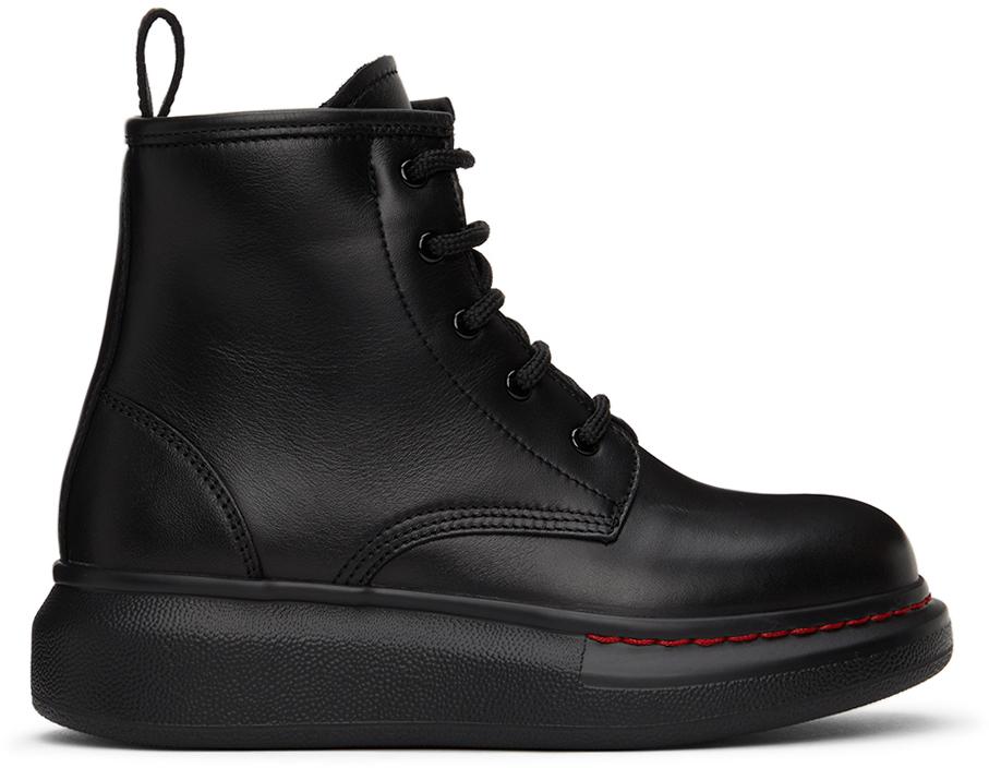 Alexander McQueen Kids Black Lace-Up Boots Alexander McQueen