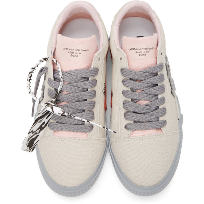 Off-White Beige and Grey Vulcanized Low Sneakers Off-White