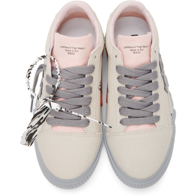 grey and pink off white sneakers