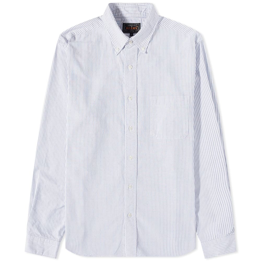 Beams Plus Men's Button Down Candy Stripe Shirt in Blue Beams Plus