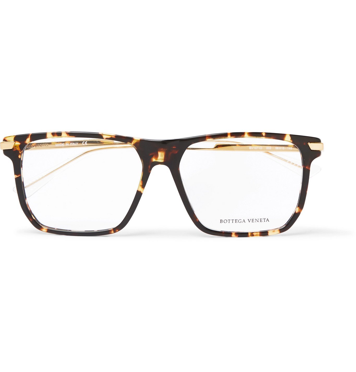 Bottega Veneta Square Frame Acetate And Gold Tone Optical Glasses Brown Bottega Veneta