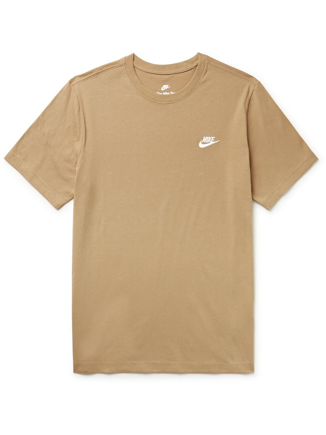 Nike - Sportswear Club Logo-Embroidered Cotton-Jersey T-Shirt - Brown Nike