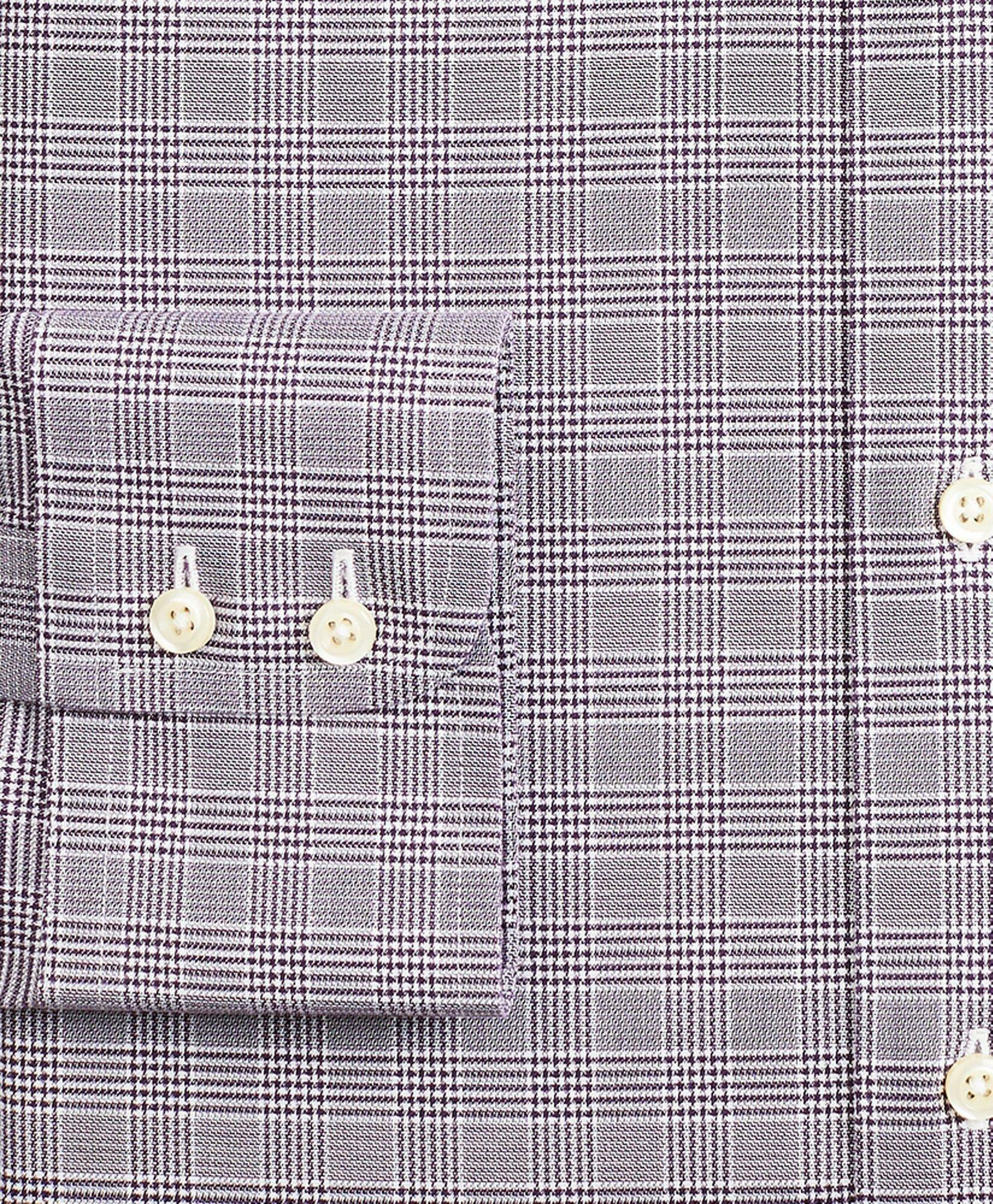Brooks Brothers Men's Stretch Soho Extra-Slim-Fit Dress Shirt, Non-Iron Royal Oxford Button-Down Collar Glen Plaid | Purple