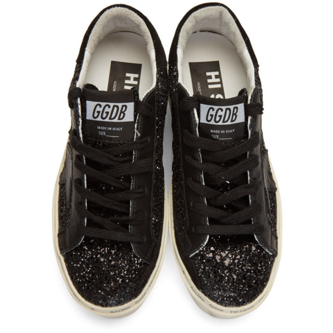 Golden Goose Black Glitter Hi Star Sneakers Golden Goose Deluxe Brand