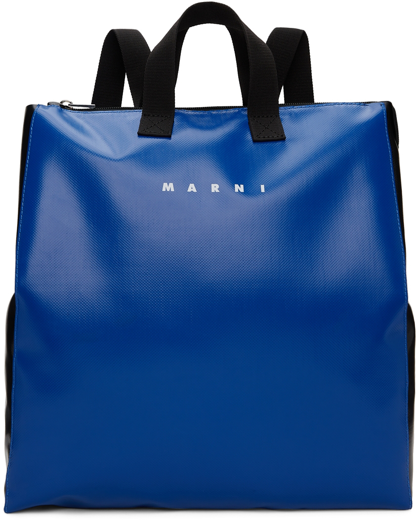 Marni Blue PVC Two-Way Tote Backpack Marni