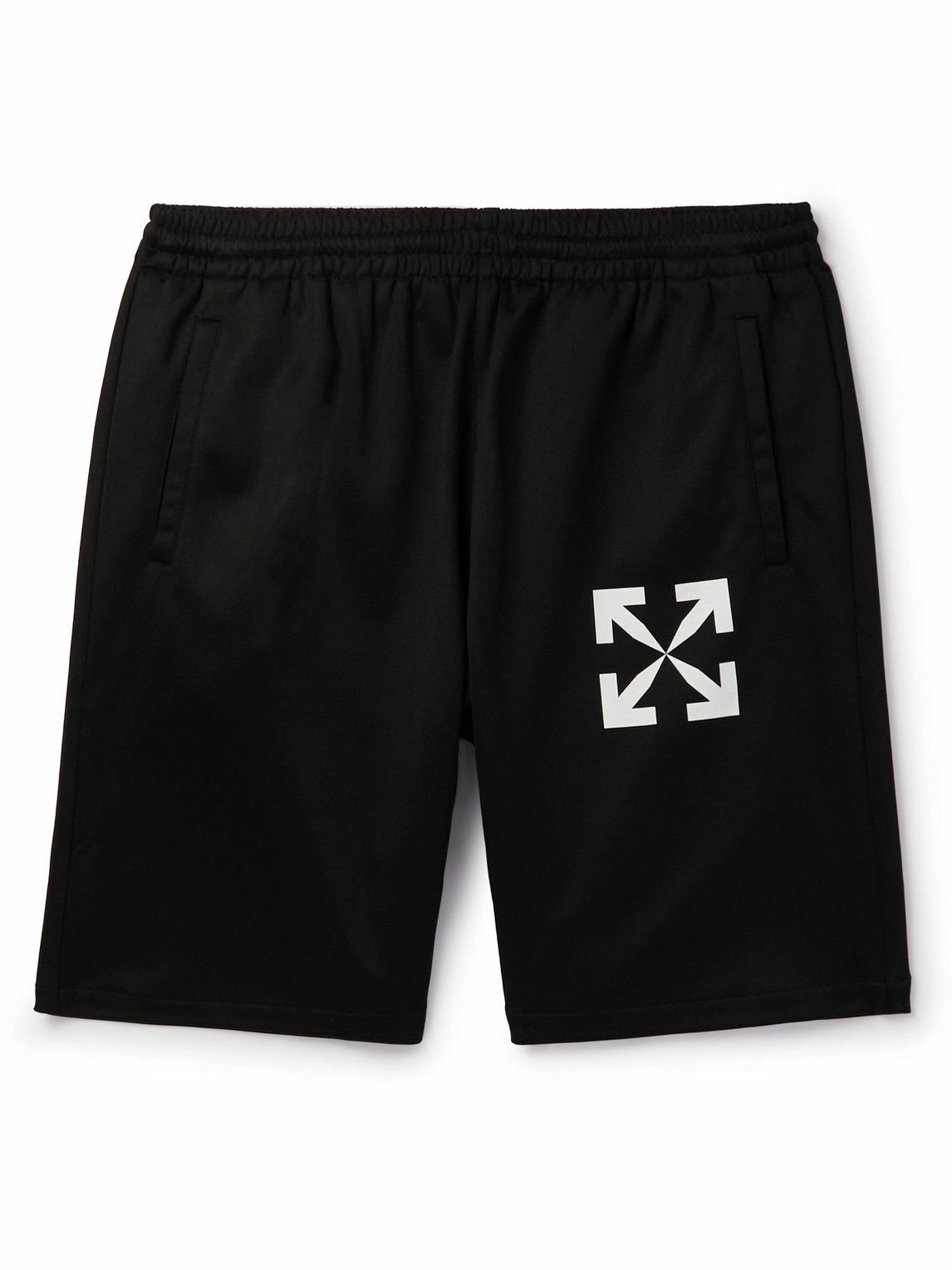 Photo: Off-White - Straight-Leg Logo-Print Jersey Shorts - Black