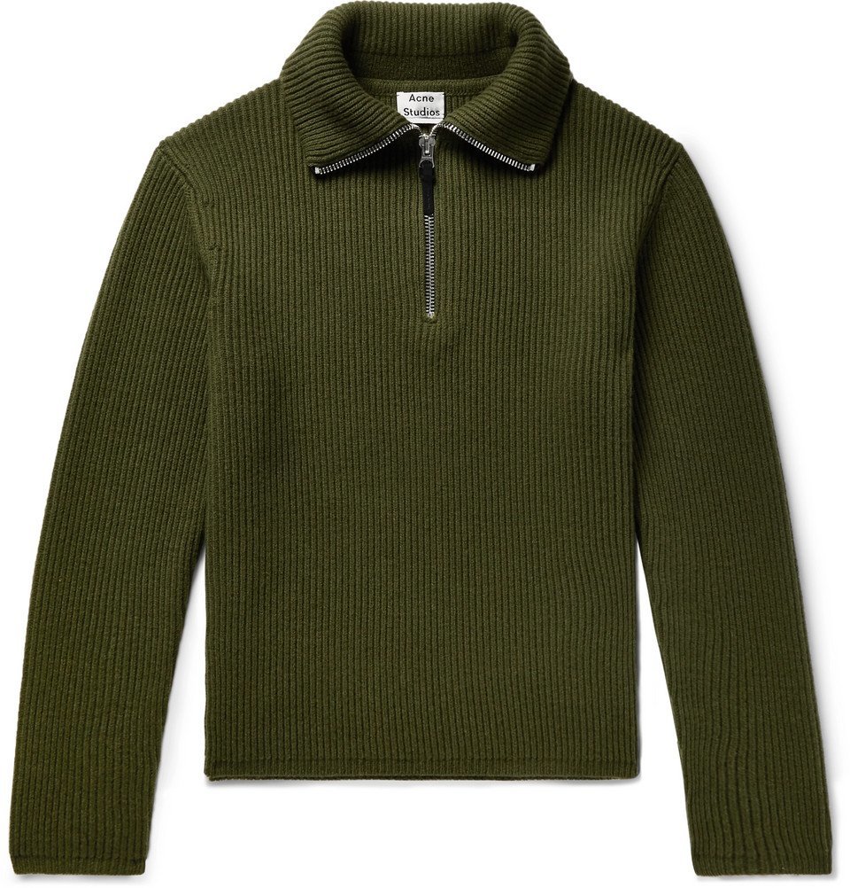 Acne Studios WoolBlend HalfZip Sweater Men Army green Acne Studios