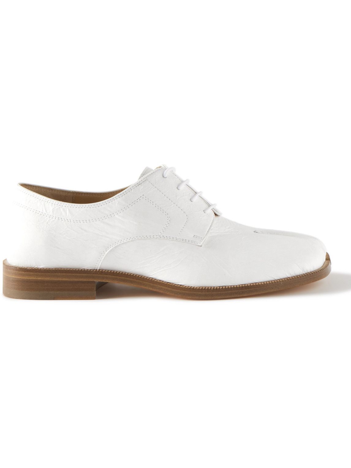 Maison Margiela - Tabi Split-Toe Textured-Leather Derby Shoes - White ...