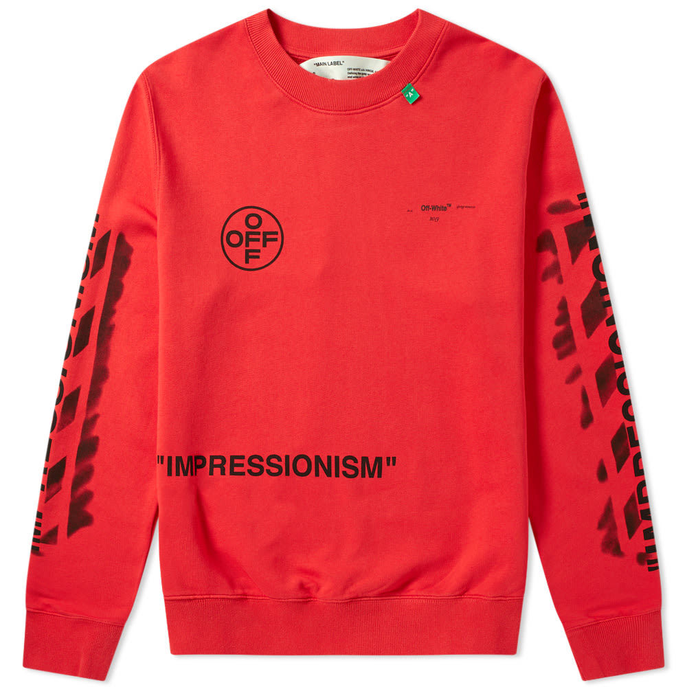 Off-White Stencil Diagonals Crew Sweat Red & Black Off-White