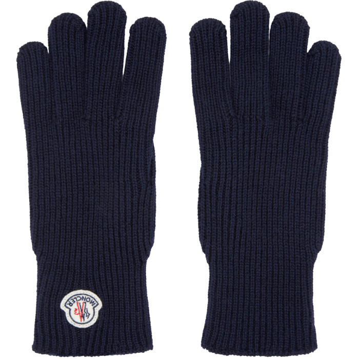Moncler Navy Knit Gloves Moncler