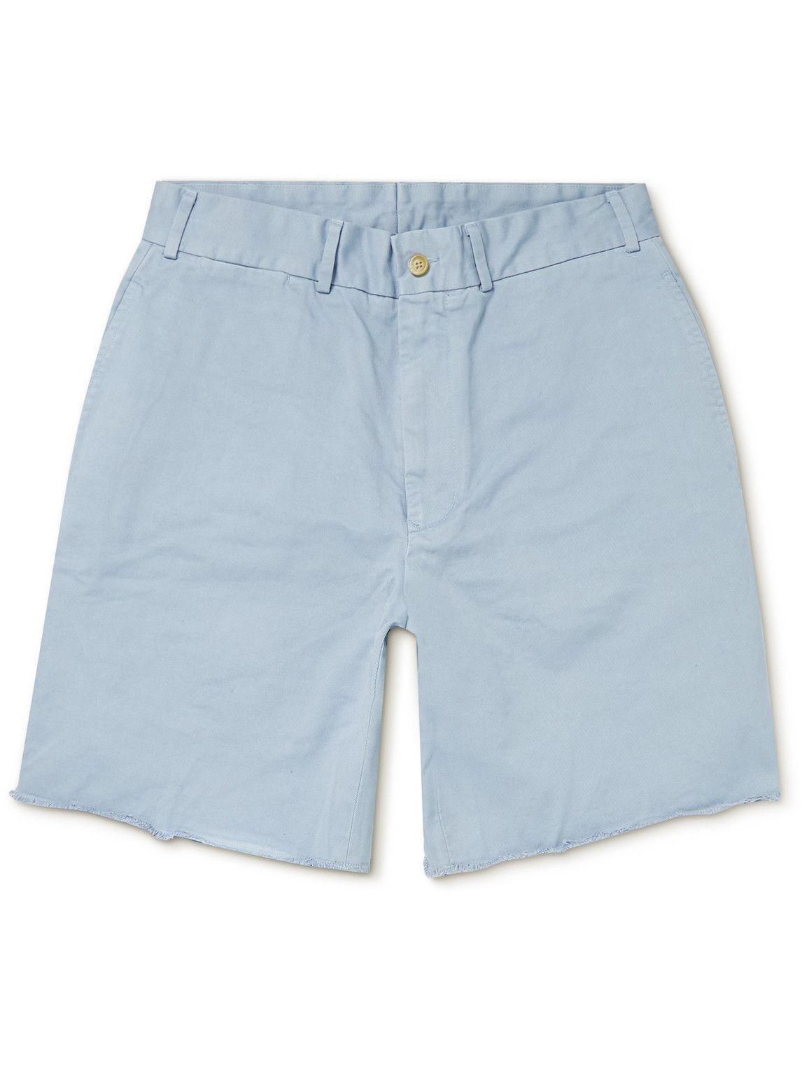 Beams Plus - Wide-Leg Distressed Cotton-Gabardine Bermuda Shorts - Blue ...