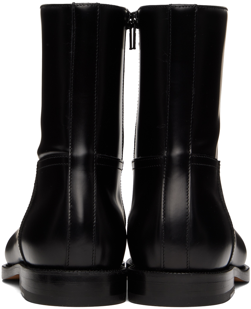 black leather zip up boots