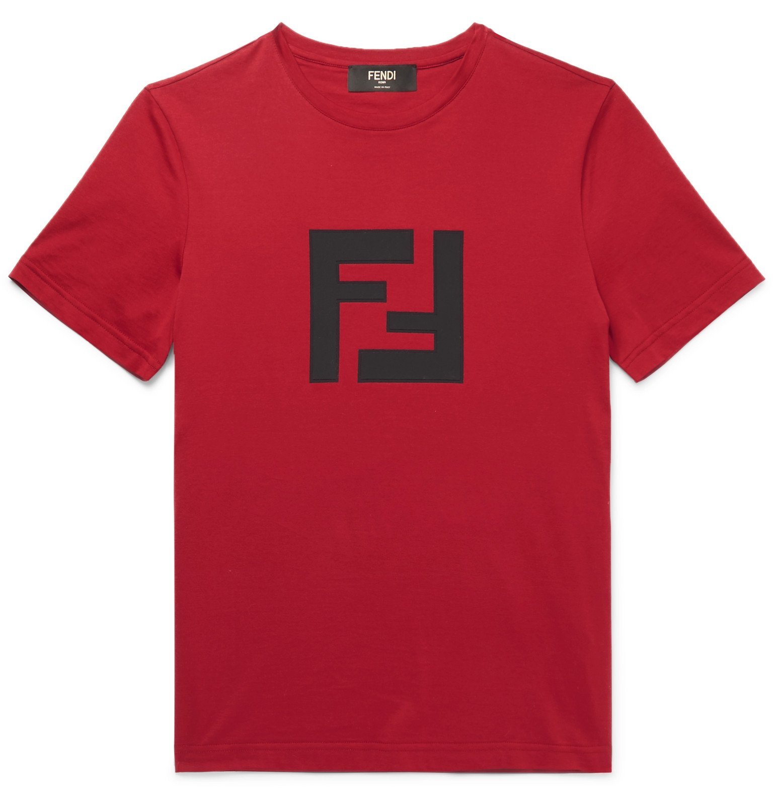 Fendi - Slim-Fit Logo-Appliquéd Cotton-Jersey T-Shirt - Red Fendi