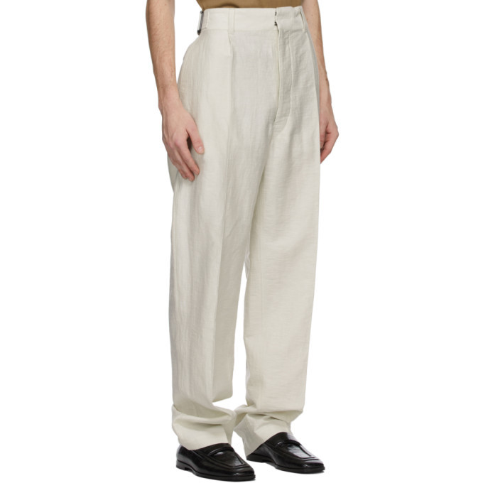 Lemaire Off-White Pleated Military Chino Trousers Lemaire