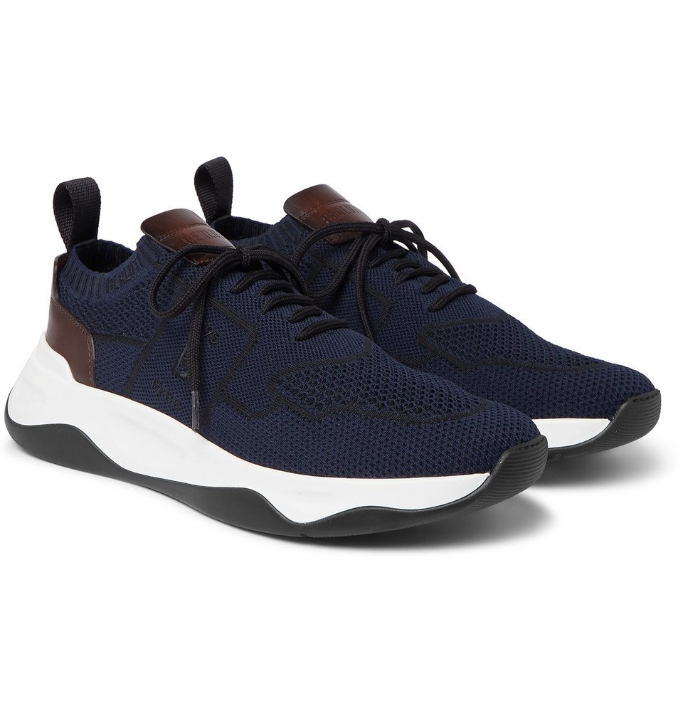 Berluti - Shadow Leather-Trimmed Mesh Sneakers - Navy Berluti