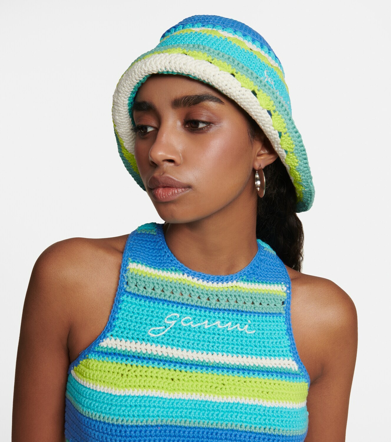 Ganni Crochet cotton bucket hat GANNI