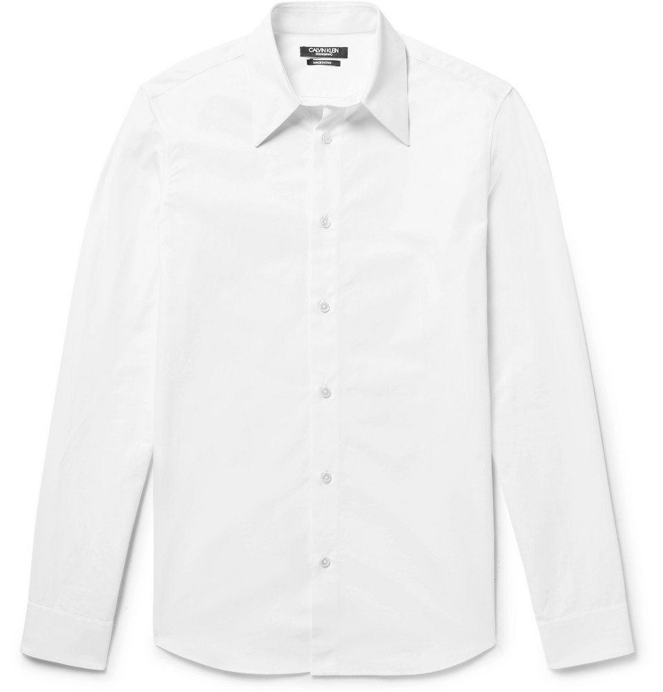CALVIN KLEIN 205W39NYC - Slim-Fit Embroidered Cotton-Poplin Shirt - Men -  White Calvin Klein 205W39NYC