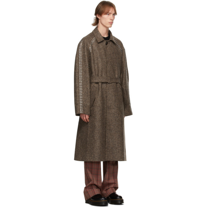メンズstefan cooke 20aw studded wool overcoat - ステンカラーコート