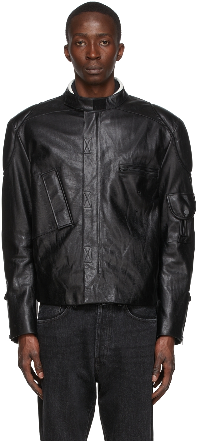 Acne Studios Black Crinkled Leather Jacket Acne Studios