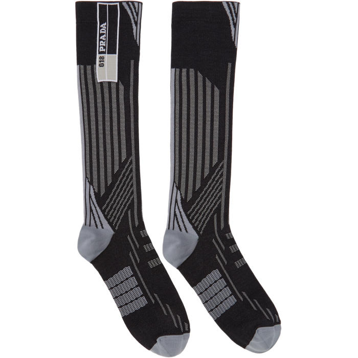 Prada Black and Grey Tech Socks Prada