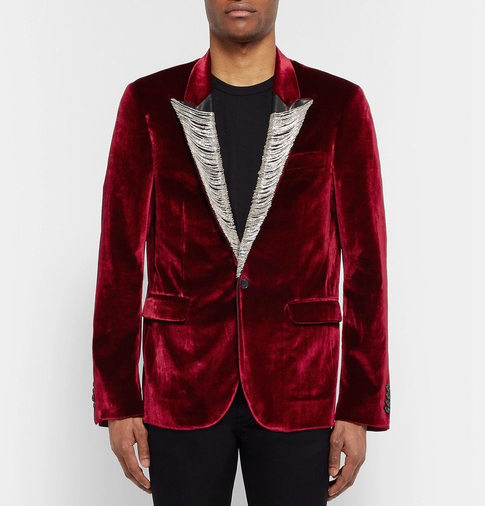 Silk-Velvet Blazer - Men - Burgundy Amiri