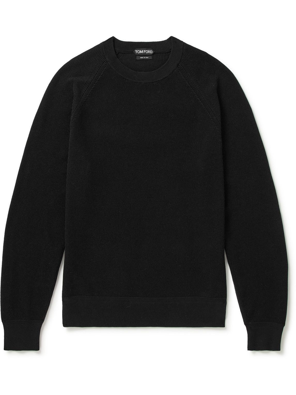 TOM FORD - Ribbed Cotton and Silk-Blend Sweater - Black TOM FORD