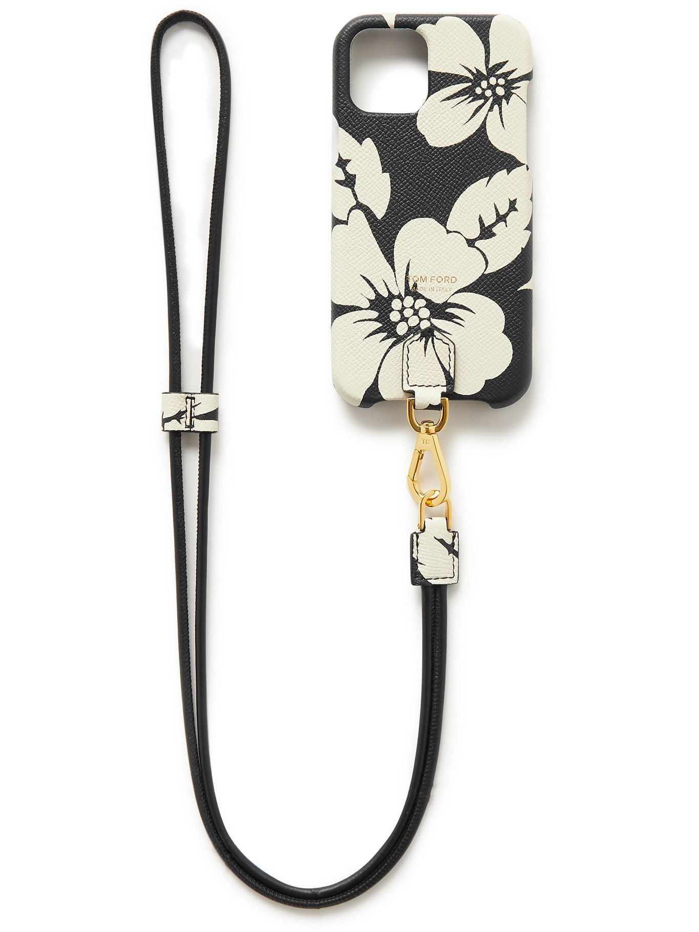 TOM FORD - Floral-Print Full-Grain Leather iPhone 11 Pro Case with Lanyard TOM  FORD