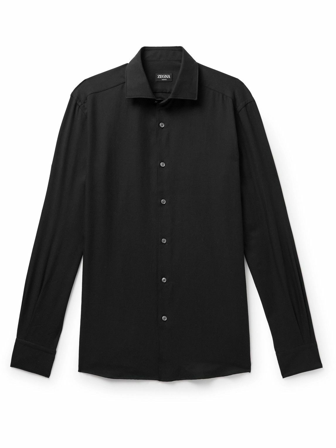 Zegna - Cotton and Cashmere-Blend Twill Shirt - Black Zegna