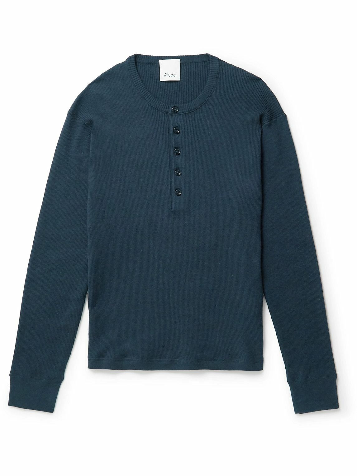 Photo: Allude - Serafino Ribbed Cotton and Cashmere-Blend Sweater - Blue