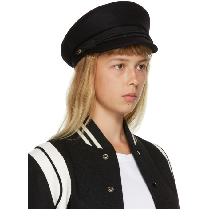 Saint Laurent Black Felt Sailor Cap 