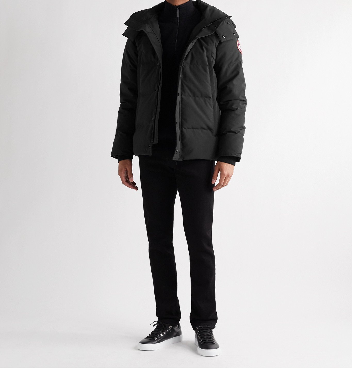 Canada Goose Wyndham Slim Fit Quilted Arctic Tech Down Hooded Parka Black Canada Goose 