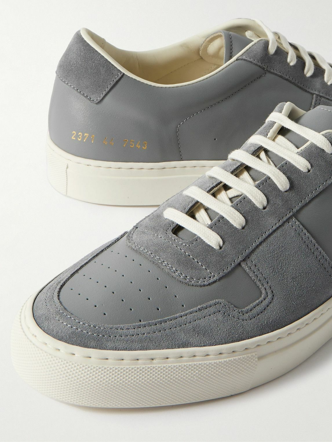 Common Projects - Bball Suede-Trimmed Leather Sneakers - Gray Common ...