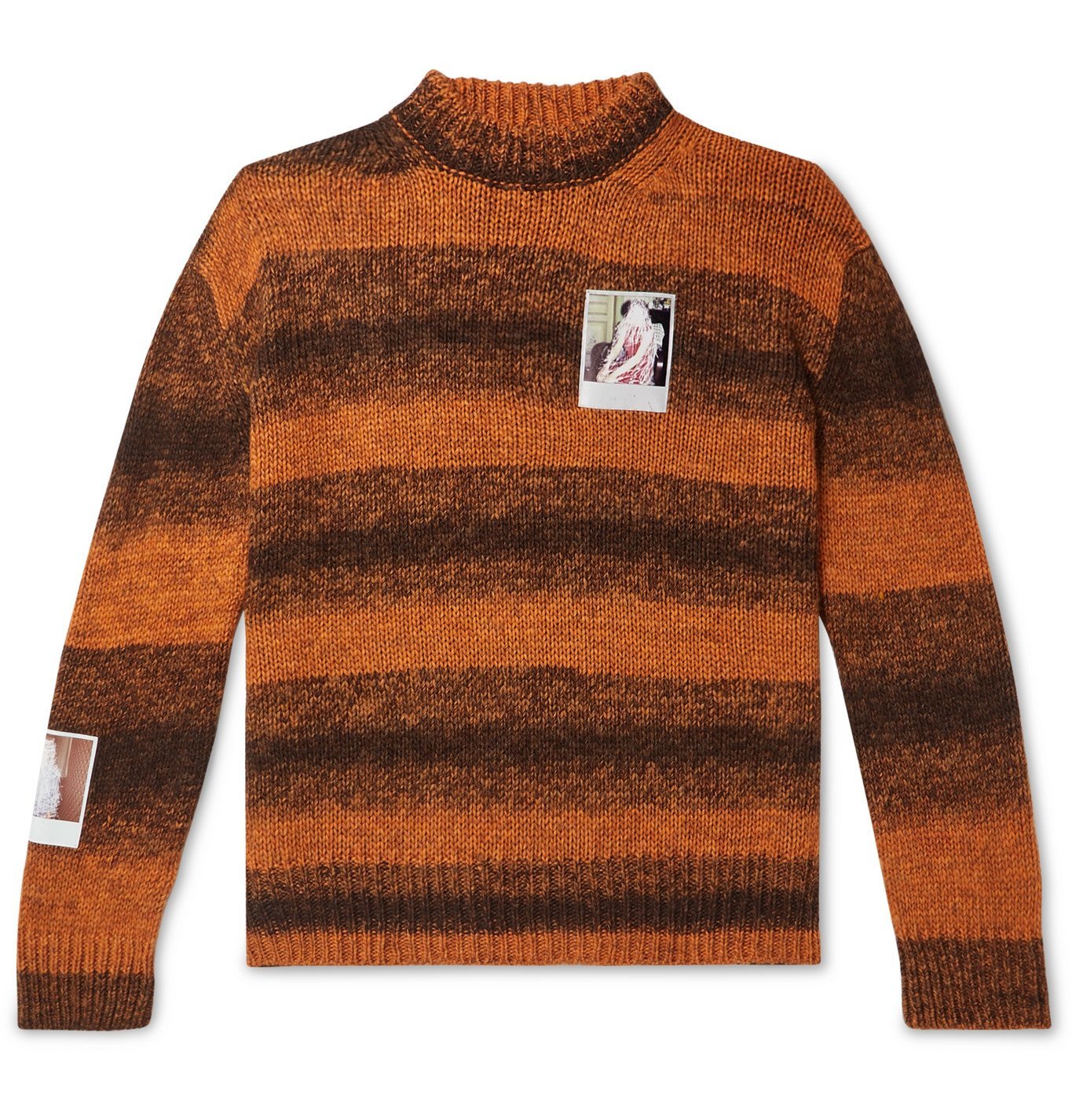 Raf Simons - Oversized Appliquéd Striped Knitted Sweater - Orange 