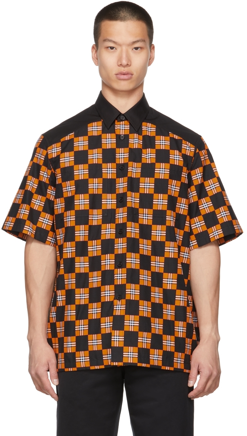 Burberry Orange & Black Check Tirley Short Sleeve Shirt Burberry
